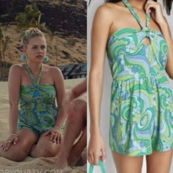 Women’s Terry Romper from Wild Fable in the Blue Swirl Pattern, Size Small - Picture 2 of 7